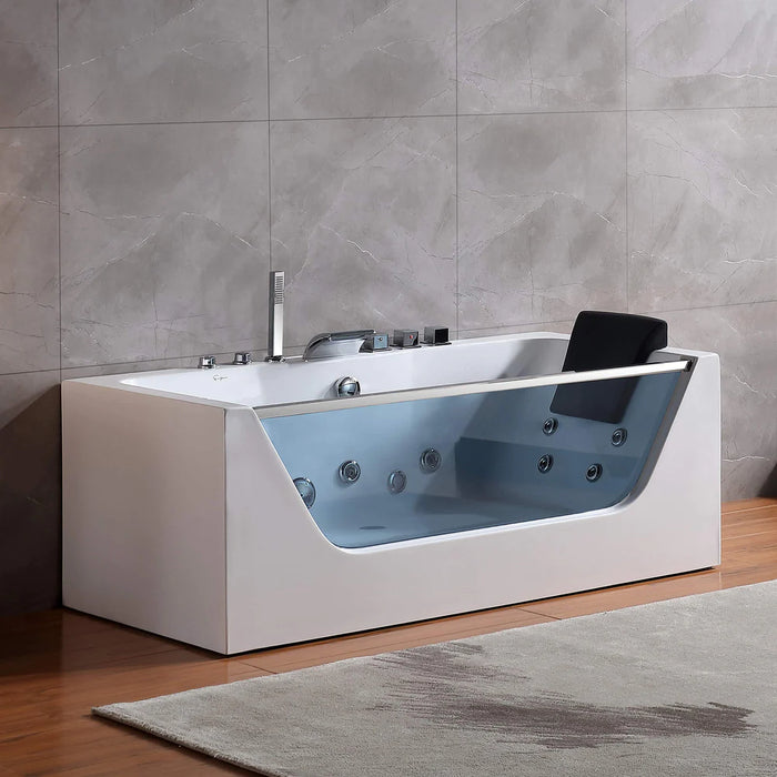 Empava 67" Alcove LED Whirlpool Bathtub with Hydrotherapy Jets – EMPV-67JT408LED