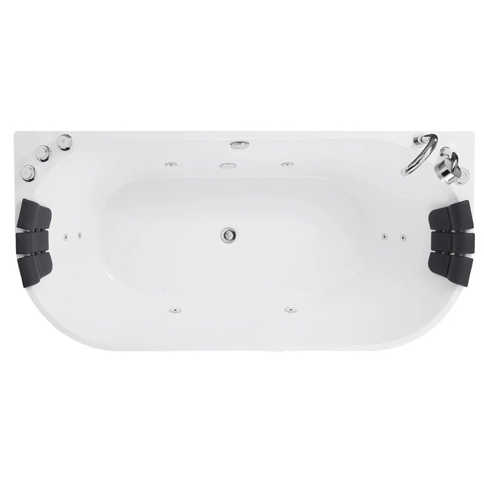 Empava EMPV-71AIS08 71-Inch Alcove Acrylic Soaking Bathtub with Integrated Apron, White