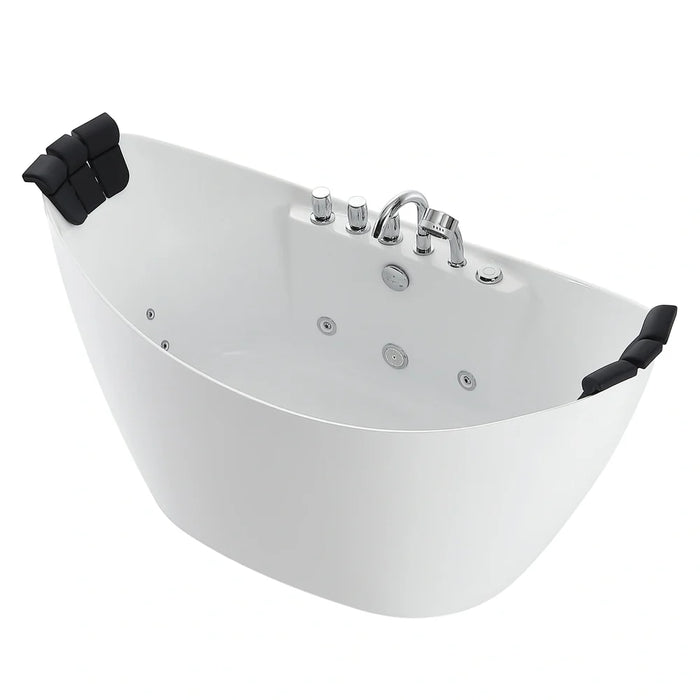 Empava 59" Freestanding Acrylic Whirlpool Bathtub with Hydro‑Massage Jets – EMPV‑59AIS11