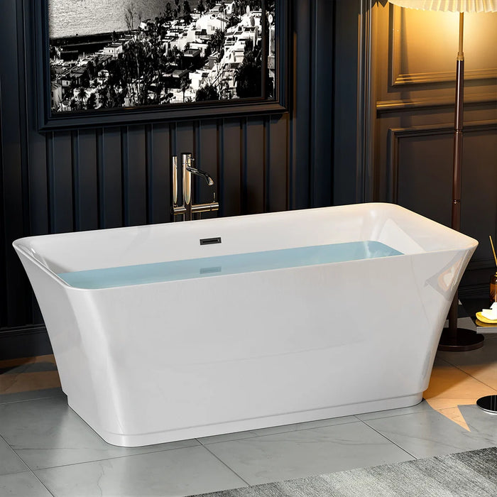 Empava 59" Freestanding Acrylic Soaking Bathtub with Center Drain – EMPV‑59FT1511