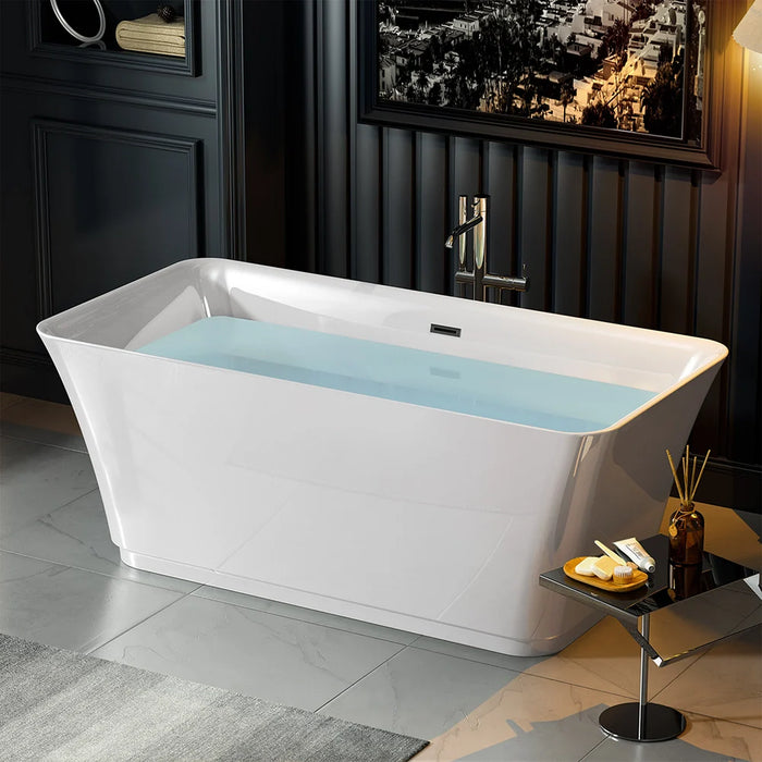 Empava 59" Freestanding Acrylic Soaking Bathtub with Center Drain – EMPV‑59FT1511