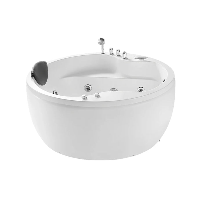 Empava 59" Freestanding Round Acrylic Whirlpool Bathtub with Hydro-Massage Jets – EMPV-59JT005