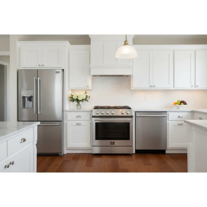 Forno 3-Piece Kitchen Appliance Package – 30-Inch Electric Range, 24-Inch Built-In Dishwasher & 31-Inch Built-In Refrigerator – FBDL-011-01US