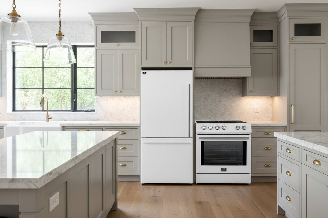 Forno 2-Piece Kitchen Appliance Package – 30″ White Induction Range + 31″ White Built-In Column Refrigerator – FBDL-014-07CAUS