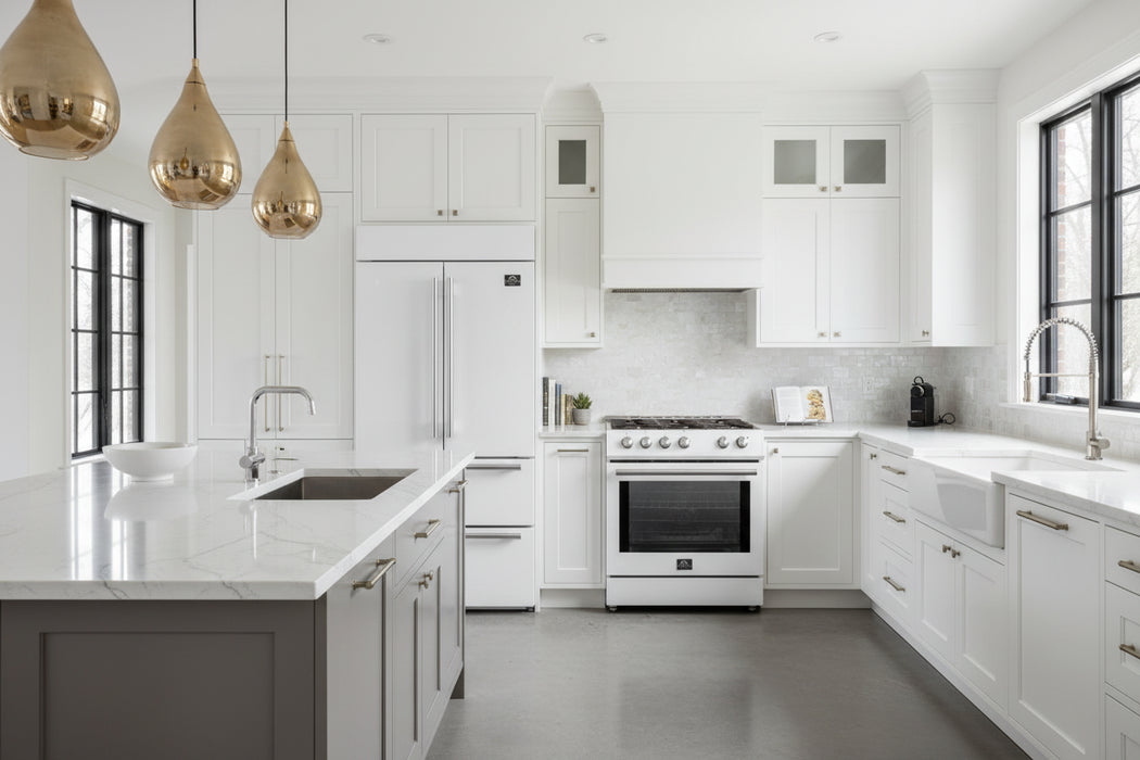 Forno 2-Piece Kitchen Appliance Package – 30″ White Induction Range + 36″ White French Door Refrigerator – FBDL-014-08CAUS