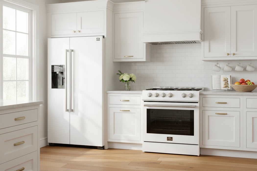 Forno 2-Piece Kitchen Appliance Package – 30″ White Induction Range + 36″ White French Door Refrigerator – FBDL-014-09CAUS