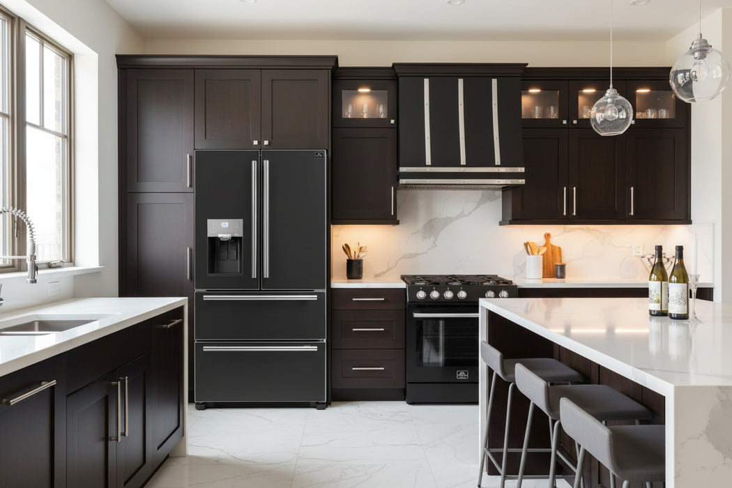 Forno 2-Piece Kitchen Appliance Package – 30″ Black Induction Range + 36″ Black French Door Refrigerator – FBDL-014-13CAUS