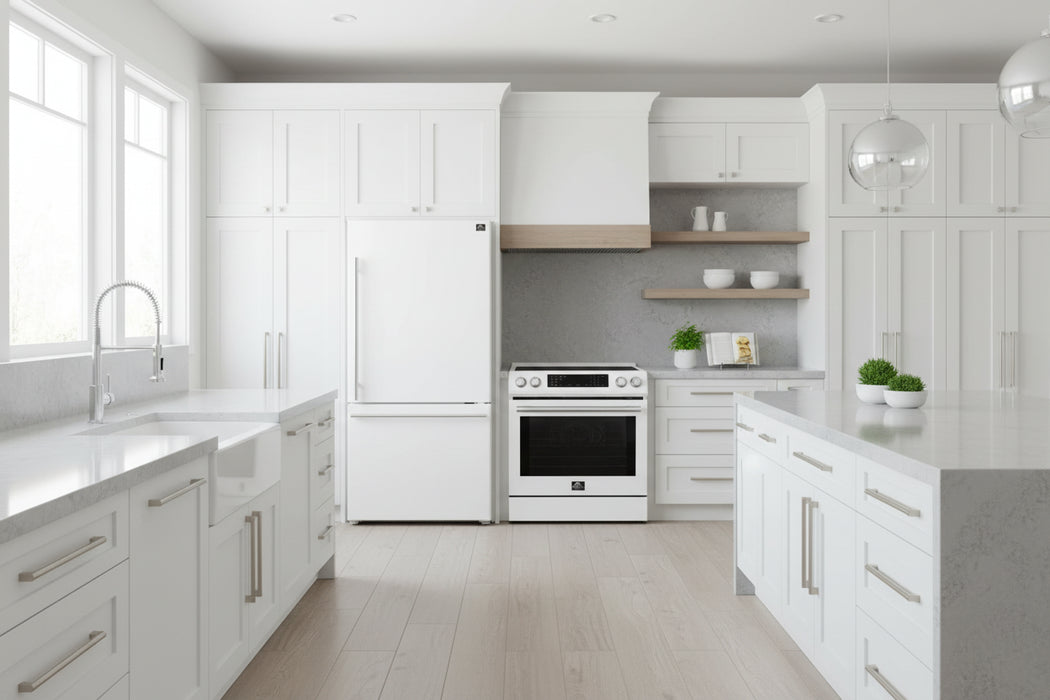 Forno 2-Piece Kitchen Appliance Package – 30″ White Induction Range + 31″ White Built-In Column Refrigerator – FBDL-015-06CAUS