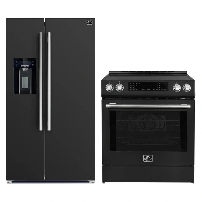 Forno 2-Piece Kitchen Appliance Package – 30″ Black Induction Range + 36″ Black French Door Refrigerator – FBDL-015-14CAUS