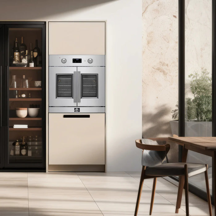 Forno Asti FBOEL1333-30 30" French Door Built-In Electric Wall Oven – 3.68 Cu. Ft., True Convection, Stainless Steel, 240V