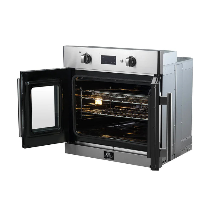 Forno Asti FBOEL1333-30 30" French Door Built-In Electric Wall Oven – 3.68 Cu. Ft., True Convection, Stainless Steel, 240V