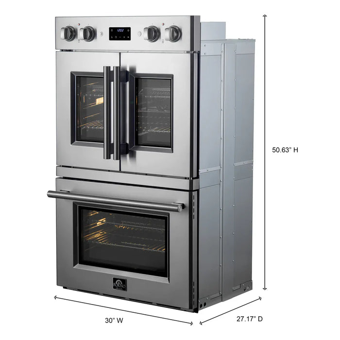 Forno Asti FBOEL1340-30 30" Built-In Double Electric Wall Oven – 7.36 Cu. Ft., Dual True Convection, Air Fry, Stainless Steel, 240V