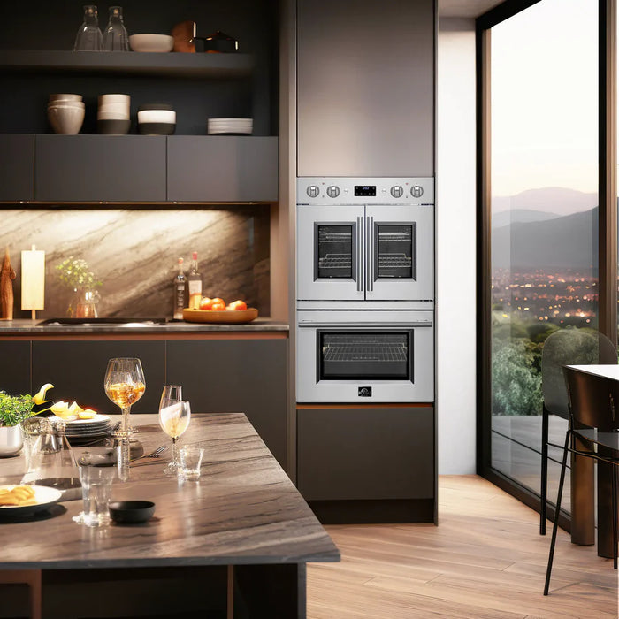 Forno Asti FBOEL1340-30 30" Built-In Double Electric Wall Oven – 7.36 Cu. Ft., Dual True Convection, Air Fry, Stainless Steel, 240V