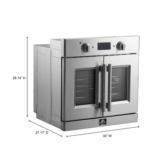 Forno Gallico FBOEL1371-30 30" French Door Built-In Electric Wall Oven – True Convection, Stainless Steel, 240V