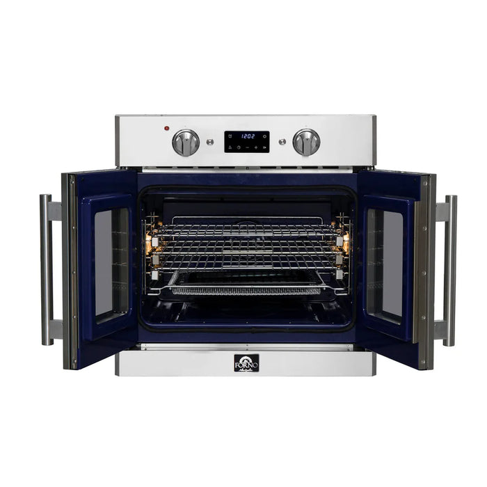 Forno Gallico FBOEL1371-30 30" French Door Built-In Electric Wall Oven – True Convection, Stainless Steel, 240V