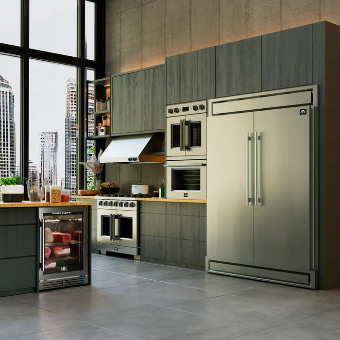 Forno Gallico FBOEL1388-30 30" French Door Built-In Double Electric Wall Oven – Stainless Steel, True Convection, Touch Controls, 240V