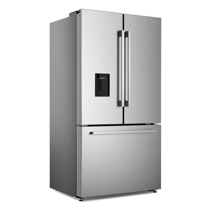 Cosmo 36-Inch Counter Depth French Door Refrigerator with Water Dispenser and Automatic Ice Maker in Fingerprint Resistant Stainless Steel (COS-FDR223GWSS)