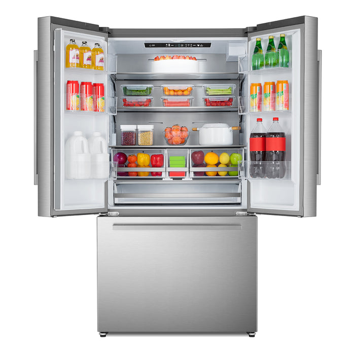 Cosmo 36-Inch Counter Depth French Door Refrigerator with Water Dispenser and Automatic Ice Maker in Fingerprint Resistant Stainless Steel (COS-FDR223GWSS)
