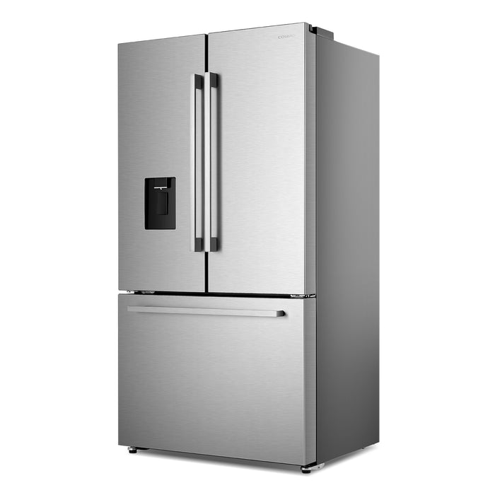 Cosmo 36-Inch Counter Depth French Door Refrigerator with Water Dispenser and Automatic Ice Maker in Fingerprint Resistant Stainless Steel (COS-FDR223GWSS)