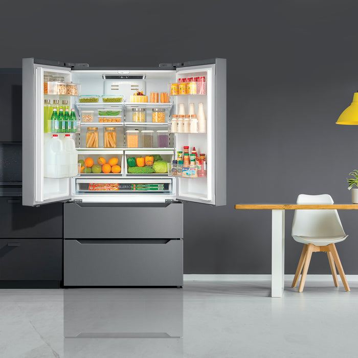 Cosmo 36-Inch Lumin Collection 22.5 Cu. Ft. Counter Depth 4-Door French Door Refrigerator in Stainless Steel (COS-FDR225RHSS)