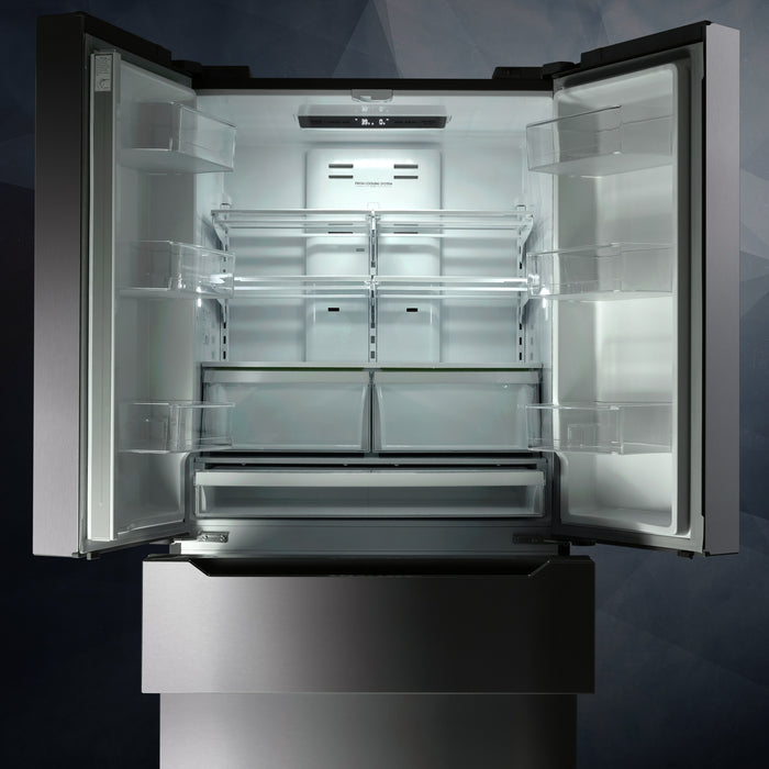 Cosmo 36-Inch Lumin Collection 22.5 Cu. Ft. Counter Depth 4-Door French Door Refrigerator in Stainless Steel (COS-FDR225RHSS)
