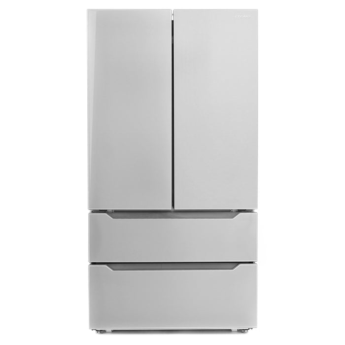Cosmo 36-Inch Lumin Collection 22.5 Cu. Ft. Counter Depth 4-Door French Door Refrigerator in Stainless Steel (COS-FDR225RHSS)