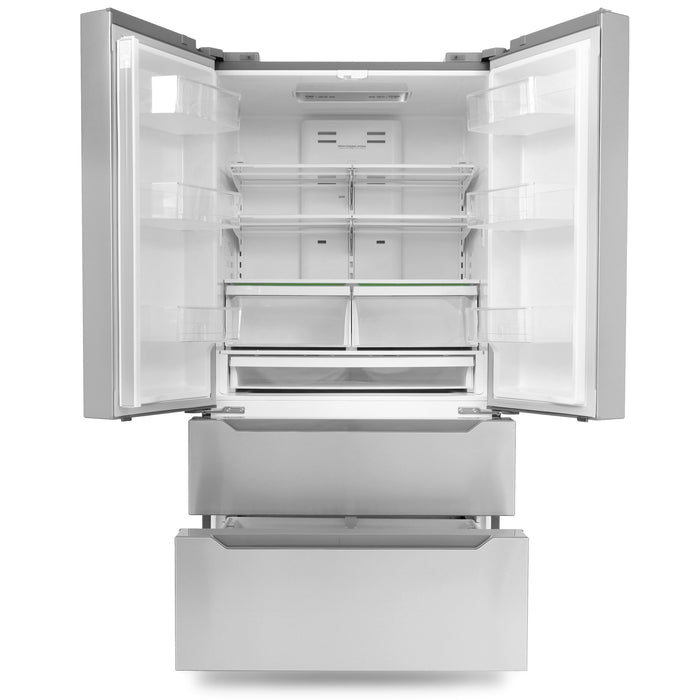 Cosmo 36-Inch Lumin Collection 22.5 Cu. Ft. Counter Depth 4-Door French Door Refrigerator in Stainless Steel (COS-FDR225RHSS)