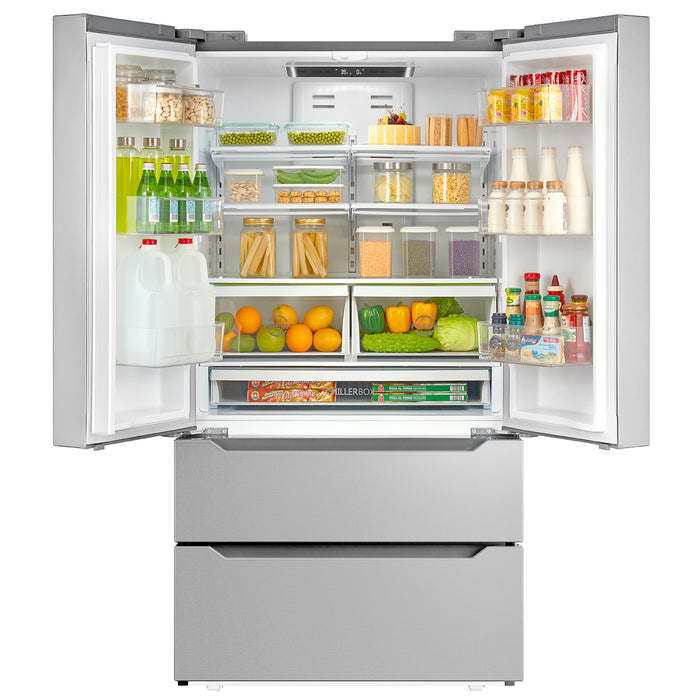 Cosmo 36-Inch Lumin Collection 22.5 Cu. Ft. Counter Depth 4-Door French Door Refrigerator in Stainless Steel (COS-FDR225RHSS)