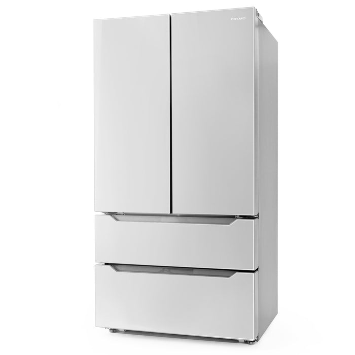 Cosmo 36-Inch Lumin Collection 22.5 Cu. Ft. Counter Depth 4-Door French Door Refrigerator in Stainless Steel (COS-FDR225RHSS)