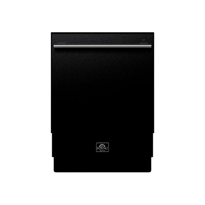 Forno Romano FDWBI8035-24BLK 24" Built-In Black Dishwasher – 14 Place Settings, Front Controls, 6 Wash Cycles, 120V