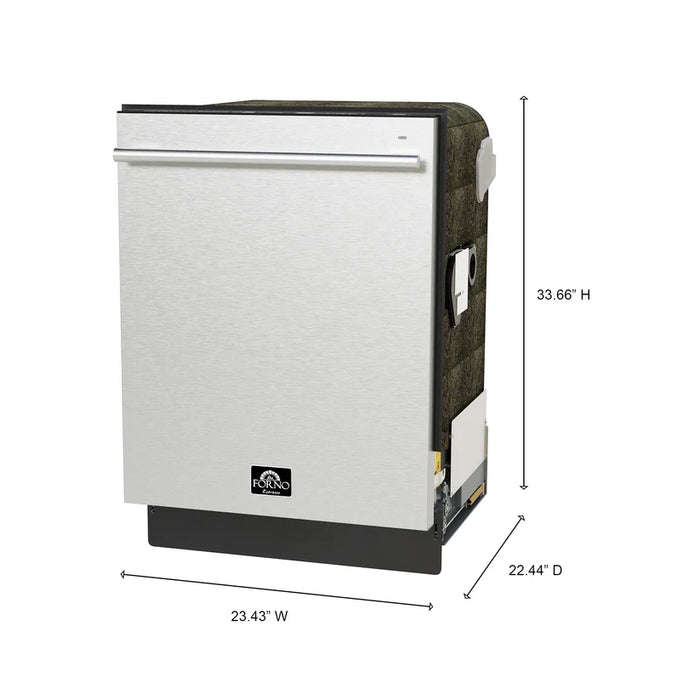 Forno Romano FDWBI8035-24S 24" Built-In Stainless Steel Dishwasher – 14 Place Settings, Front Controls, 6 Wash Cycles, 120V