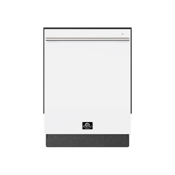 Forno Romano FDWBI8035-24WHT 24" Built-In White Dishwasher – 14 Place Settings, Front Controls, 6 Wash Cycles, 120V