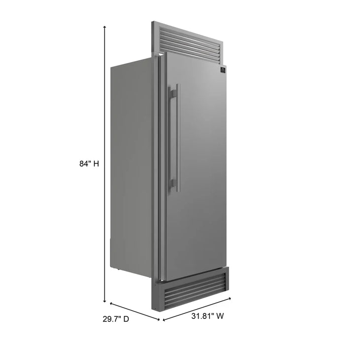 Forno Maderno FFFFD1722-32RSG 32″ Built-In Convertible Refrigerator, Stainless Steel, 13.6 Cu. Ft., Right Swing, Decorative Grill
