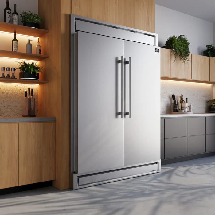 Forno Maderno FFFFD1722-60S 60" Convertible Refrigerator/Freezer Set, Stainless Steel, 27.2 Cu. Ft.