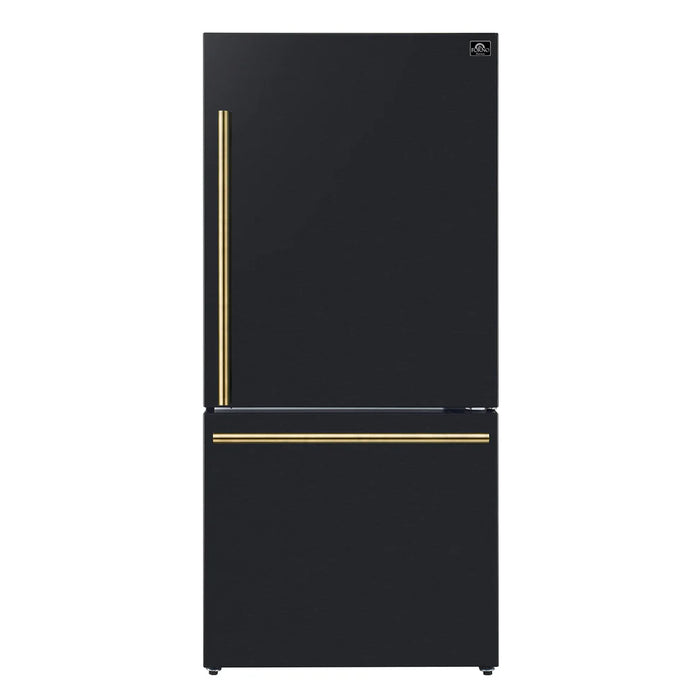 Forno Milano Espresso FFFFD1785-31BLK 31″ Black Bottom Freezer Refrigerator, 17.2 cu ft