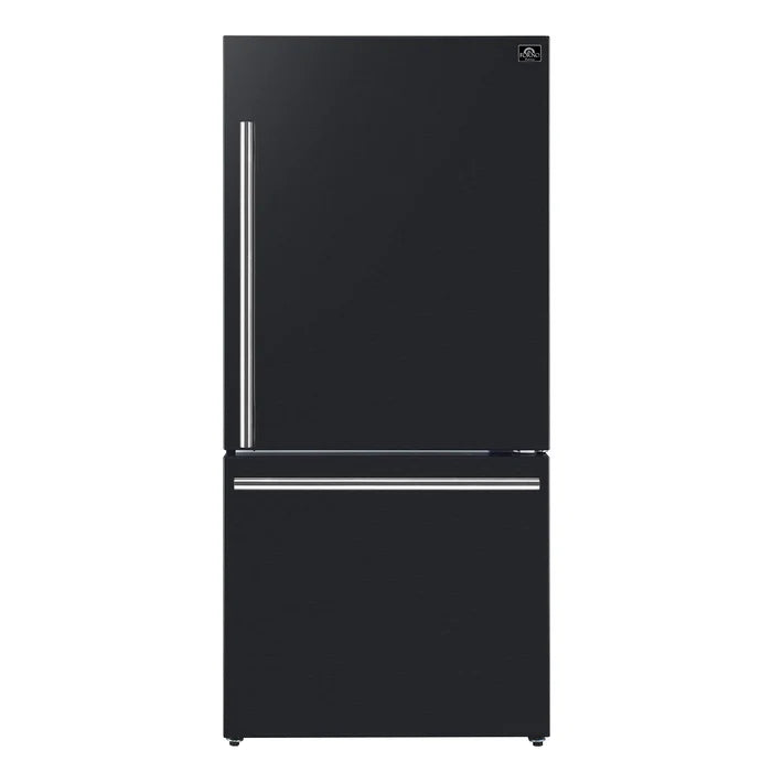 Forno 2-Piece Kitchen Appliance Package – 30″ Black Induction Range + 31″ Black Built-In Column Refrigerator – FBDL-014-11CAUS