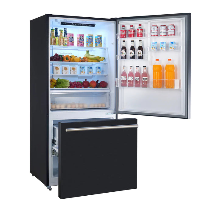 Forno Milano Espresso FFFFD1785-31BLK 31″ Black Bottom Freezer Refrigerator, 17.2 cu ft