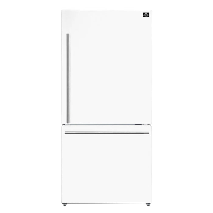Forno Milano Espresso FFFFD1785-31WHT 31″ White Bottom Freezer Refrigerator, 17.2 cu ft