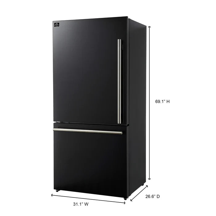 Forno 2-Piece Kitchen Appliance Package – 30″ Black Induction Range + 31″ Black Built-In Column Refrigerator – FBDL-014-12CAUS