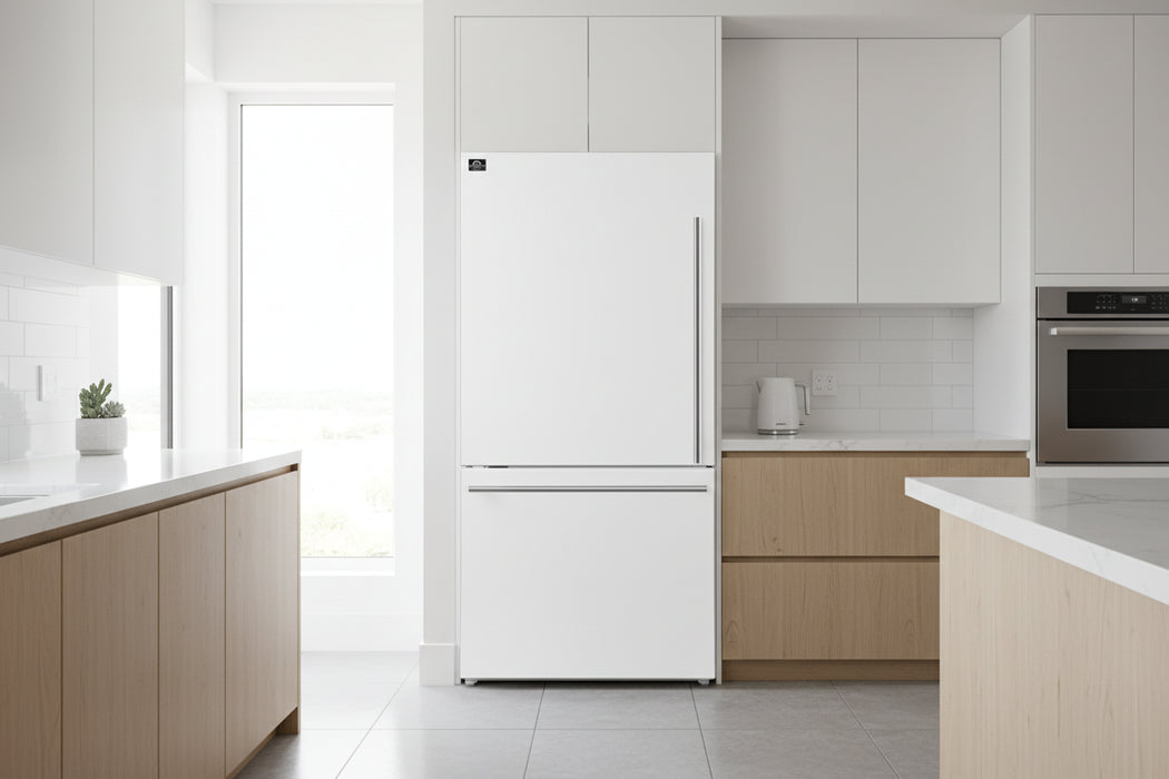 Forno 2-Piece Kitchen Appliance Package – 30″ White Induction Range + 31″ White Built-In Column Refrigerator – FBDL-014-07CAUS