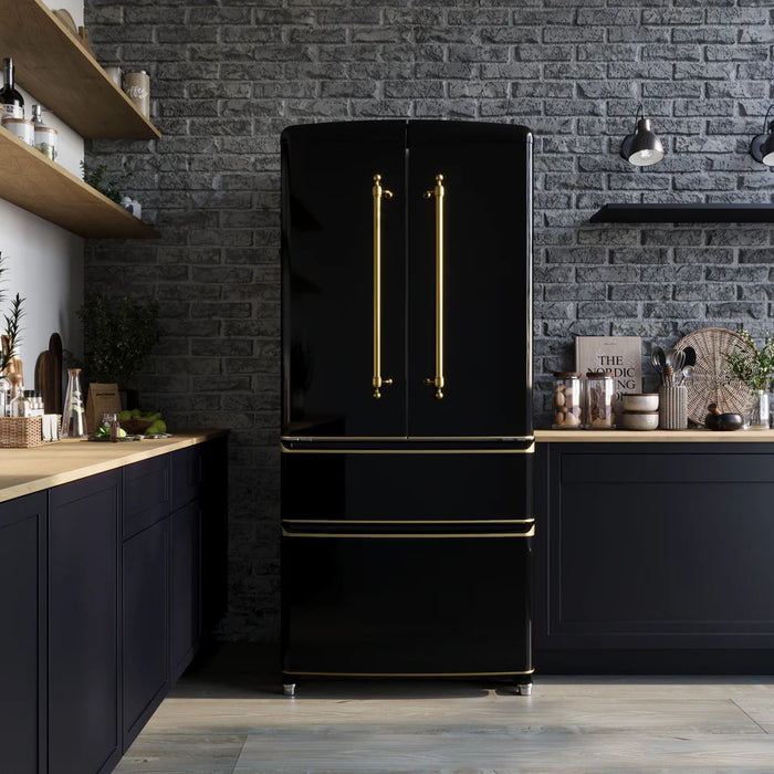 Forno Luigi FFFFD1791‑33BLK 33″ Black French Door Refrigerator, 18 cu ft