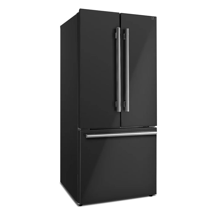 Forno Gallipoli Espresso FFFFD1974-31BLK 30″ Black French Door Refrigerator with Bottom Freezer, 17.5 cu ft