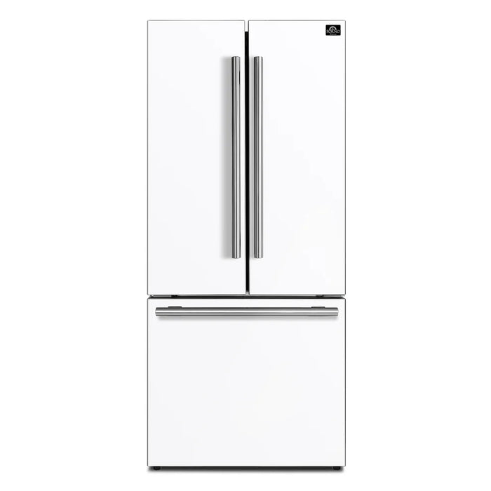 Forno Gallipoli Espresso FFFFD1974-31WHT 30″ White French Door Refrigerator with Bottom Freezer, 17.5 cu ft