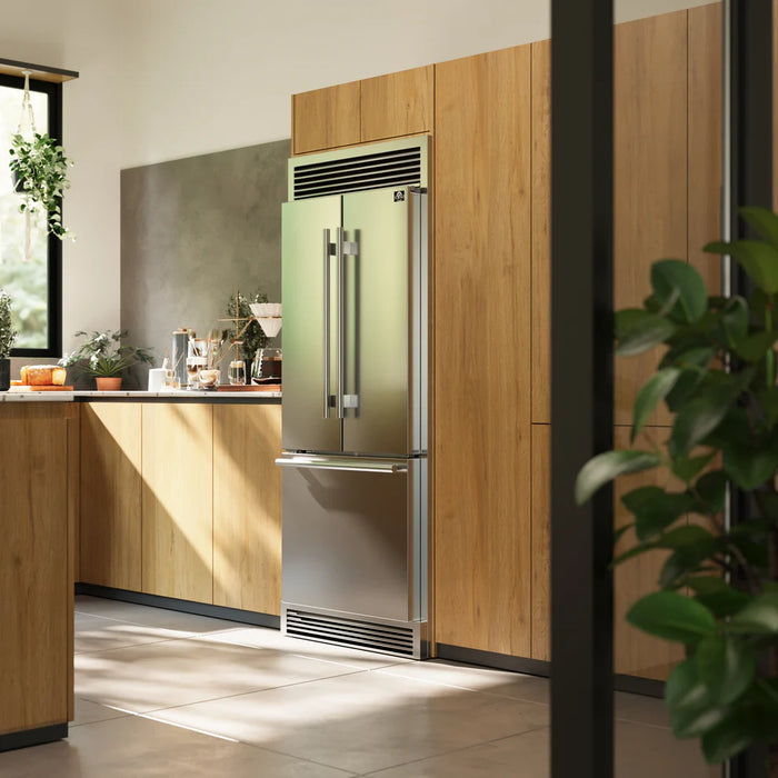 Forno Gallipoli FFFFD1974-35SG French Door Refrigerator, Stainless Steel, 17.5 cu ft