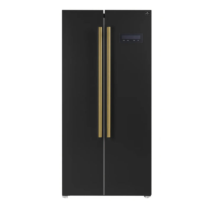 Forno Salerno Espresso FFRBI1805-33BLK 33″ Side-by-Side Refrigerator, Black, 15.6 cu ft