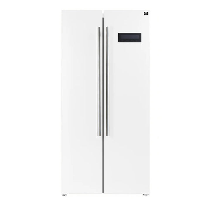 Forno Salerno Espresso FFRBI1805-33WHT 33″ Side-by-Side Refrigerator, White, 15.6 cu ft