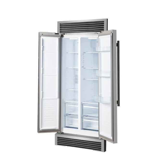 Forno Salerno FFRBI1805-37SG 37″ Side-by-Side Built-In Refrigerator, Stainless Steel, 15.6 cu ft, Decorative Vent Grill