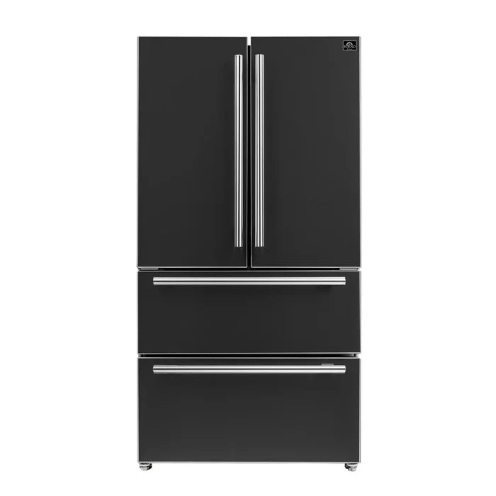 Forno 2-Piece Kitchen Appliance Package – 30″ Black Induction Range + 36″ Black French Door Refrigerator – FBDL-014-13CAUS