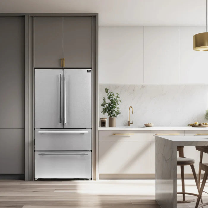 Forno Premium Kitchen Appliance Package – 36″ Freestanding Dual Fuel Range + 36″ French Door Refrigerator + 24″ Built-In Dishwasher