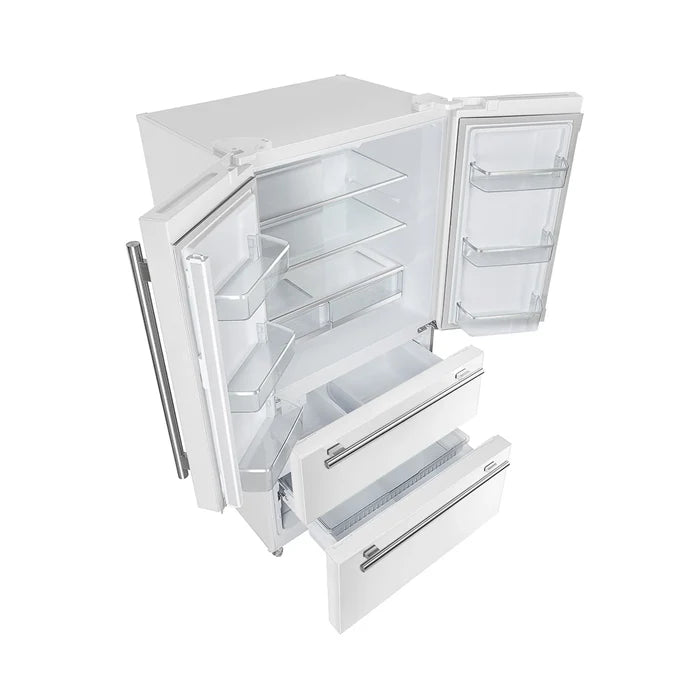 Forno 2-Piece Kitchen Appliance Package – 30″ White Induction Range + 36″ White French Door Refrigerator – FBDL-014-08CAUS